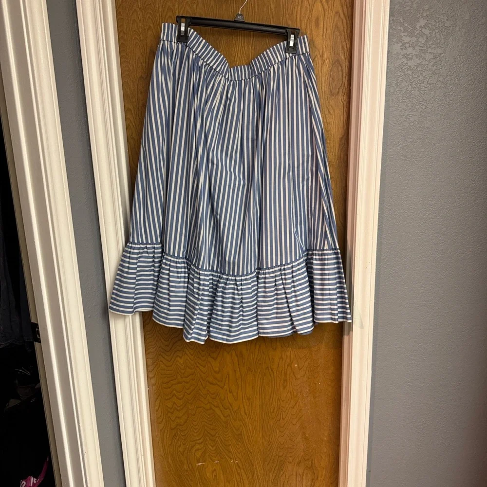 kate spade Blue and White Striped Midi Skirt